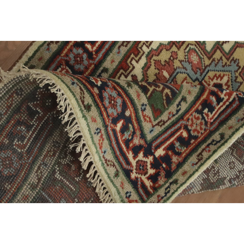 Tapis géométrique ivoire en laine pour vestibule 3 x 5