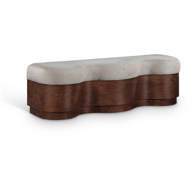 Banc en velours Savoy Mariaclara, Brun, Tissu velours beige