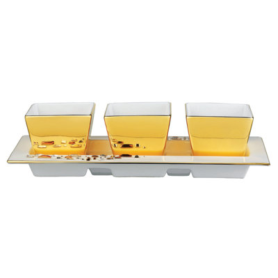 Prouna Diana Gold Bone China Condiment Server
