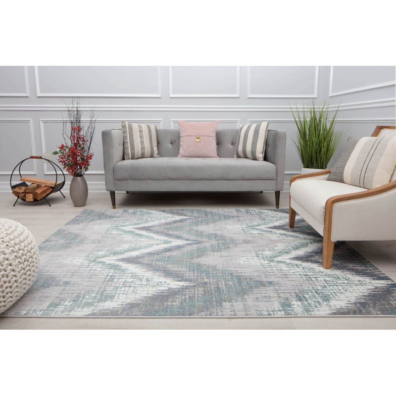 Tapis ivoire à motif menthe rétro Ivida, Rectangle 8 pi x 10 pi