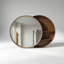 Miroir mural coulissant rond avec tablettes de rangement cachées et armoire latérale à deux niveaux pour le meuble-lavabo, la chambre à coucher et le vestibule