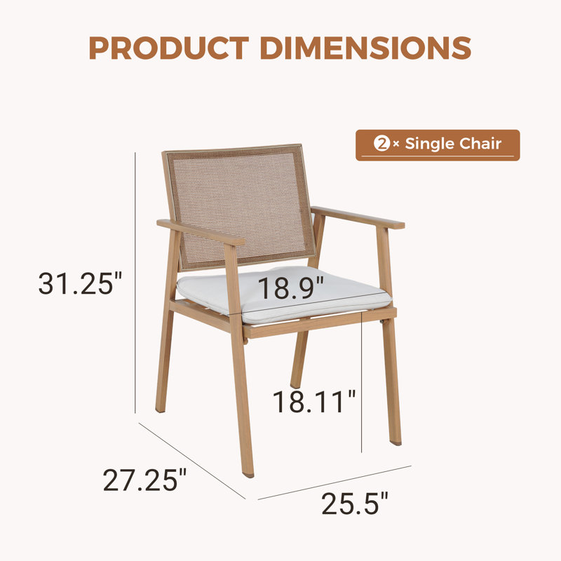 Ensemble de 2 chaises d'extérieur en aluminium avec coussins