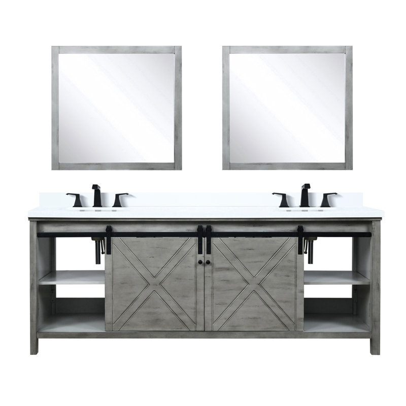 Meuble-lavabo gris cendré L 32 po x H 32 po, comptoir en marbre de culture et comptoir à teinture du robinet