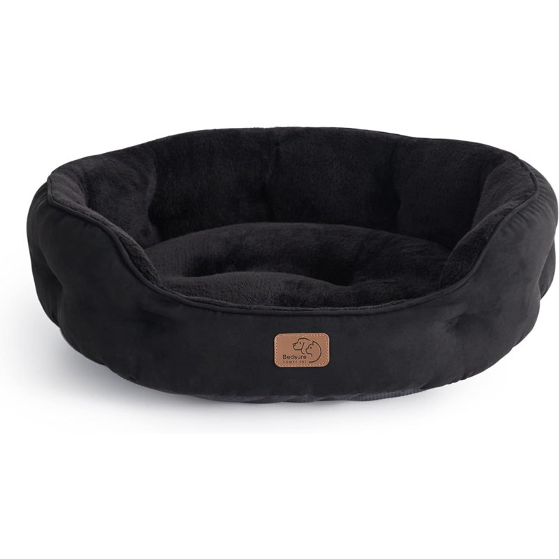 Lit pour animal de compagnie avec traversin, Noir, Petit (L 20 po x l 19 po)