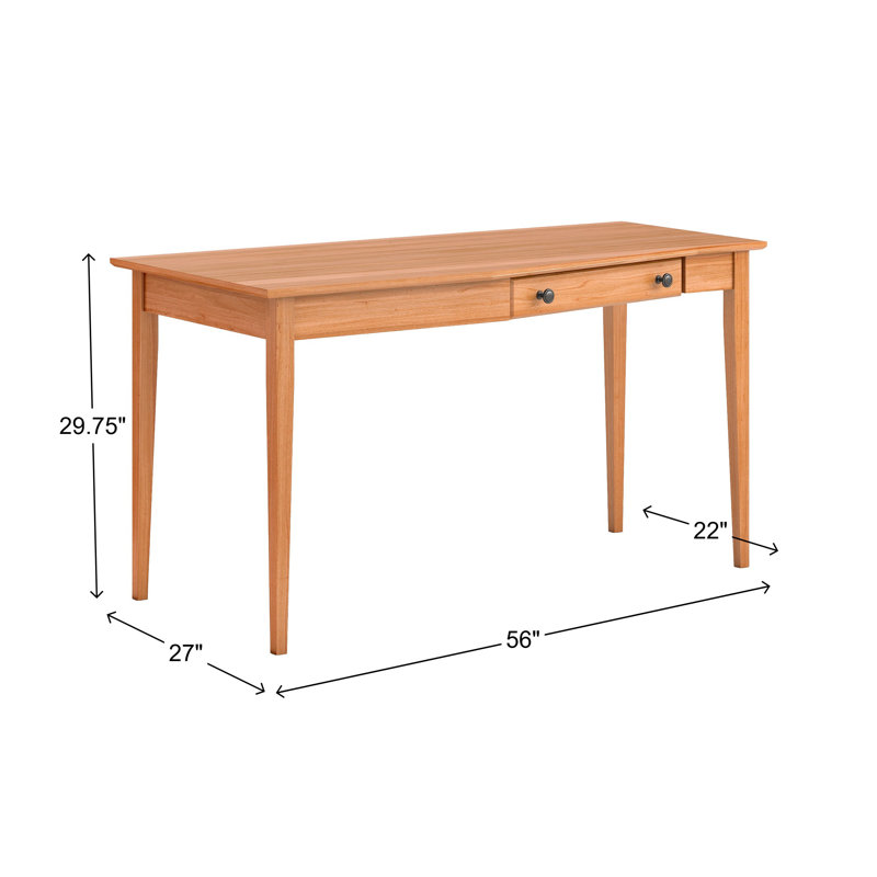 Bureau en bois massif gauche Malani, Naturel