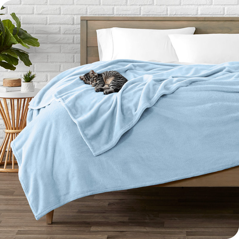 Light Blue Twin Microplush Fleece Blanket