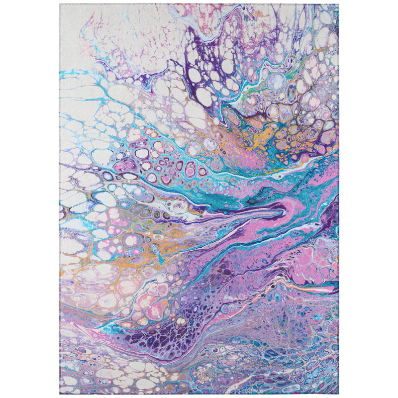Chenille Washable Abstract Indoor / Outdoor Rug, Rectangle 8' x 10'