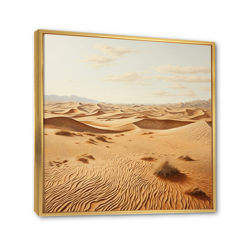 Bergenfield Desert Sand Serenity Pointillism I - impression, Cadre flottant doré, H 30 po x l 30 po x P 1 po