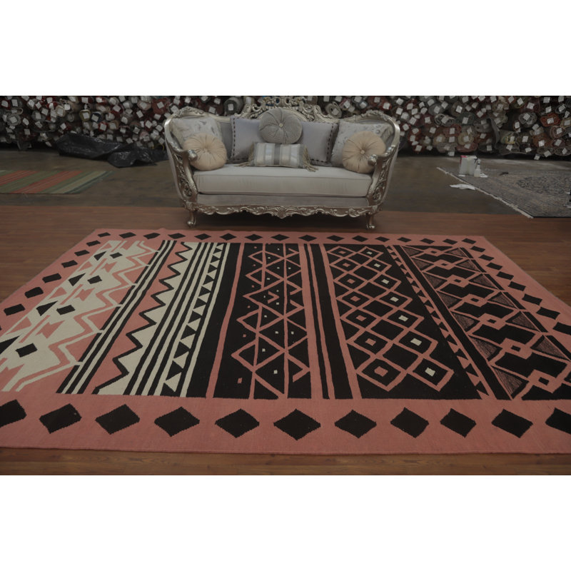 Geometric Pink Kilim Oriental Area Rug 8x12