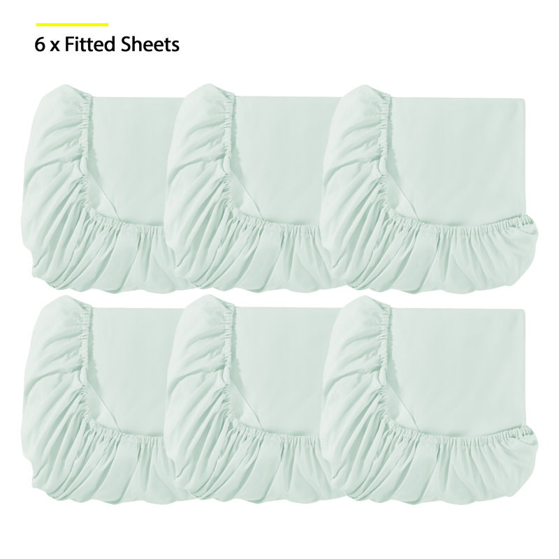 Draps-housses en microfibre brossée 6PK, Drap-housse simple TG, Menthe