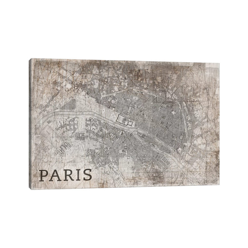 Map Paris by PI Studio - Wrapped Canvas Print, 20.32 cm H x 30.48 cm W