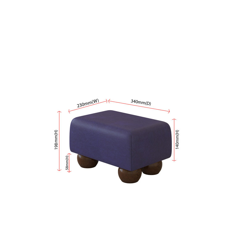 Beong Feather Faux Leather - Mahogany Wood Bun Feet, Blueberry Blue, Dark Brown