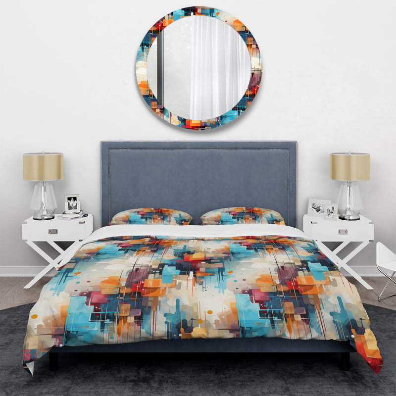 Urban Reflections III - Ensemble de housse de couette à motif abstrait - Microfibre de polyester