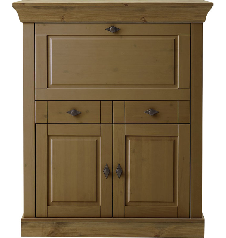 Kelly Solid Wood Secretary Desk, Stained and oiled Brown/Brown