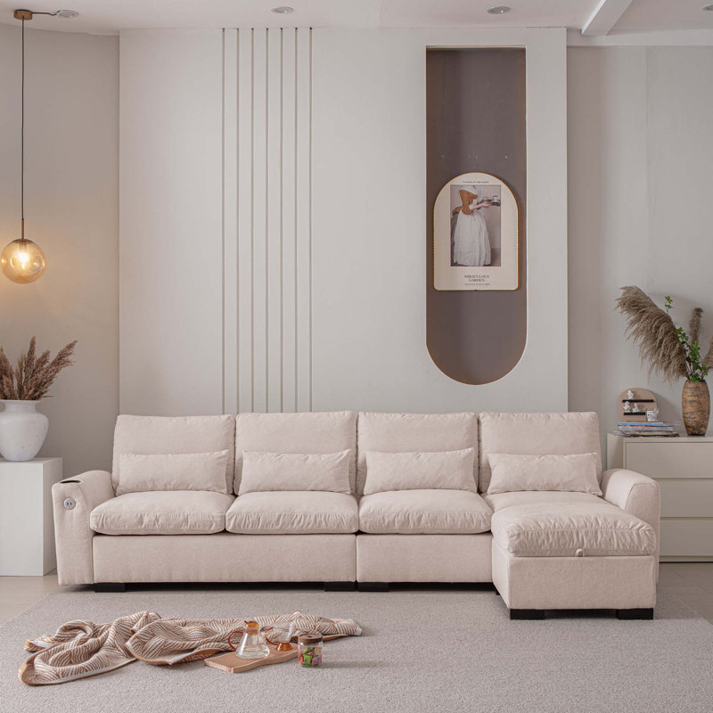 Repose-pieds de canapé modulaire en L 114,5 po, Beige