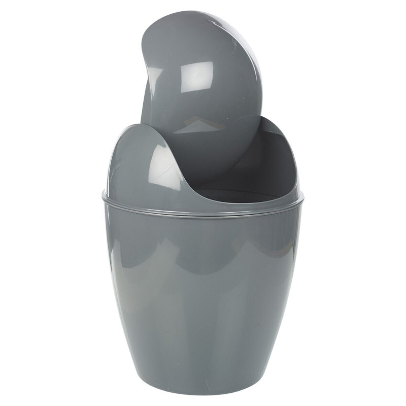 Octayvia Plastic Swing Top Kitchen Trash Can - 1.32L, Grey, 1.32L