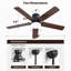 Ventilateur de plafond 42 pouces avec 5 pales, moteur CC réversible silencieux, télécommande et lumière DEL-183762887-183762886