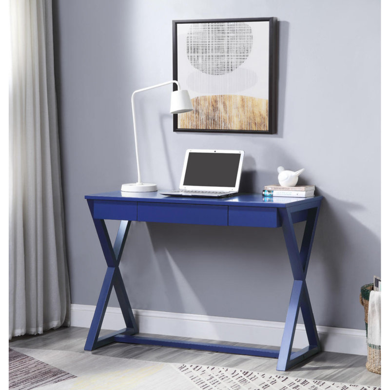 Bureau d'écriture rectangulaire avec 1 tiroir, bleu crépuscule
