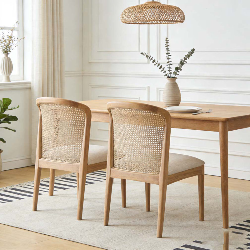 Side Chair Set, Beige+Natural