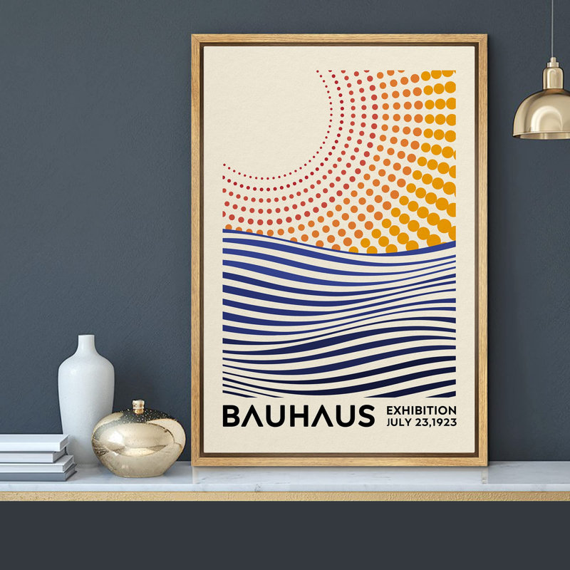Oeuvre classique «Mid-Century Bauhaus géométrique soleil et océan» sur, H 24 po x l 16 po, Naturel