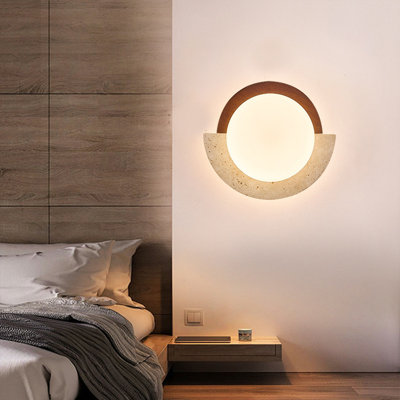17.72" Wabi-Sabi Yellow Travertine Ceiling Light with 3-Color Dimmable Integrated LED