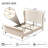 54" Velvet Scroll Wingback Queen Sleigh Bed Frame with Vintage Walnut Legs, No Box Spring Needed, Cream-253526930-253526931