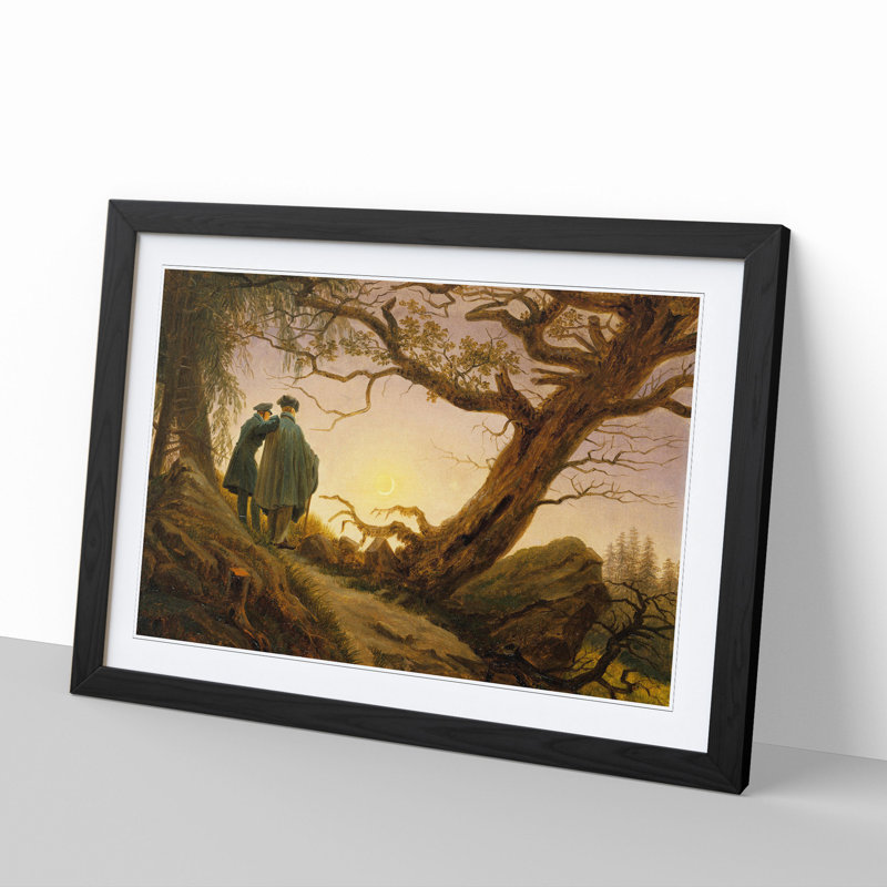 Contemplating the Moon by Caspar David Friedrich - Framed Print, 36cm H x 48cm W x 2cm D, Black Framed