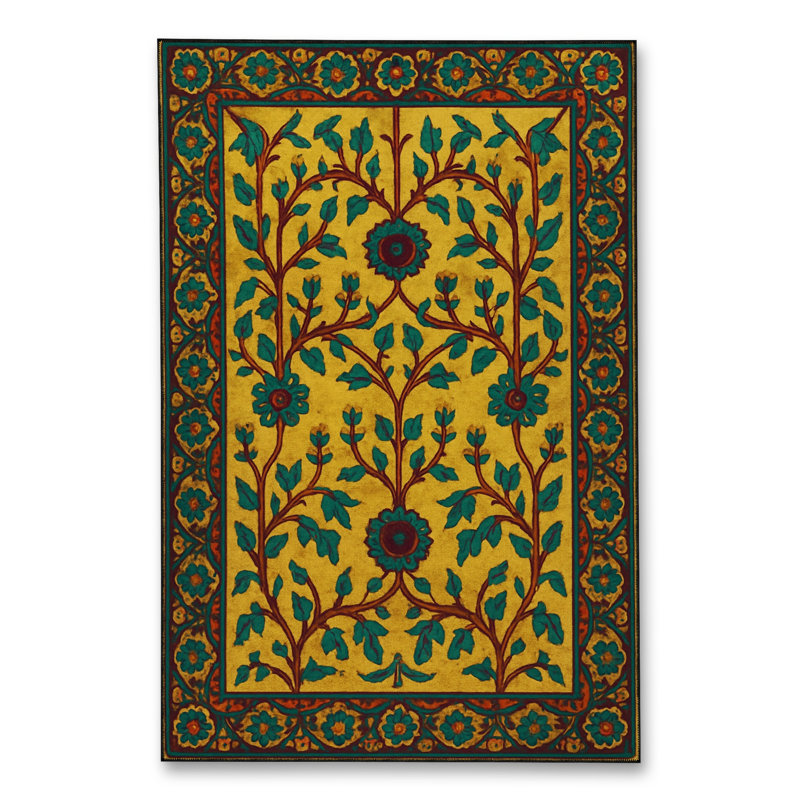 Tapis tissé orange traditionnel Mosso, 4'11" x 7'7"