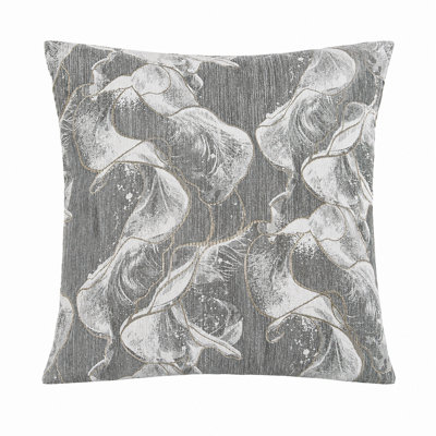 Violet Linen Chenille Candy Abstract Leaf Pattern, Polyester Jacquard , Backing: Solid Satin Fabric, Silver , 18 Inch x 18 Inch, Square, Decorative Accent Throw Pillow
