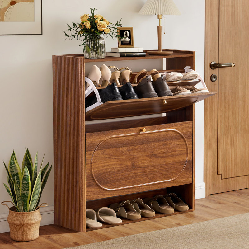 20 Pair Shoe Storage Cabinet, Walnut