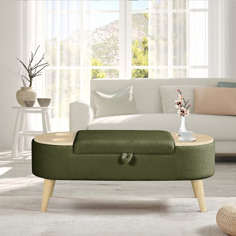 Banc de rangement ovale polyvalent pour diverses pièces avec des matériaux de qualité supérieure, Vert