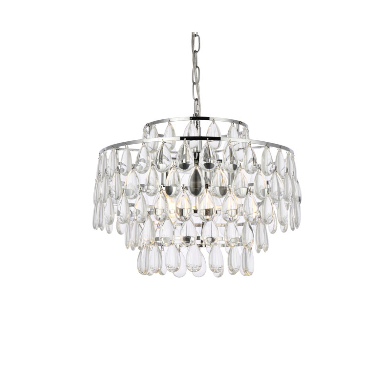 5-Light Dimmable Crystal Tiered Chandelier, Chrome, 72" H x 18" W x 18" D