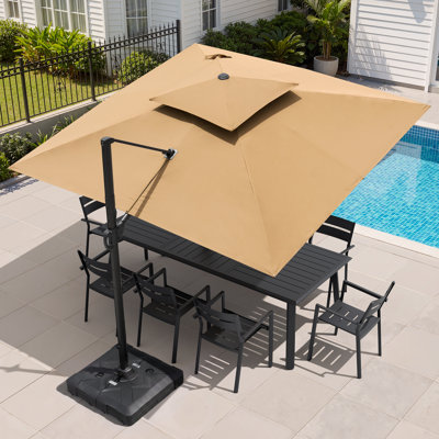 Parasol en porte-à-faux carré 118 "avec base lestée 118"