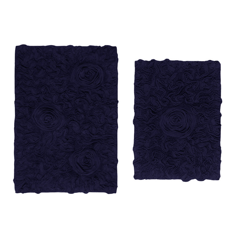 100% Cotton Bath Rug (Set of 2), Navy
