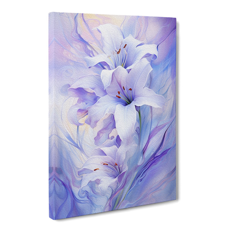 Lavender Flower Futurism Art No.2 - Wrapped Canvas