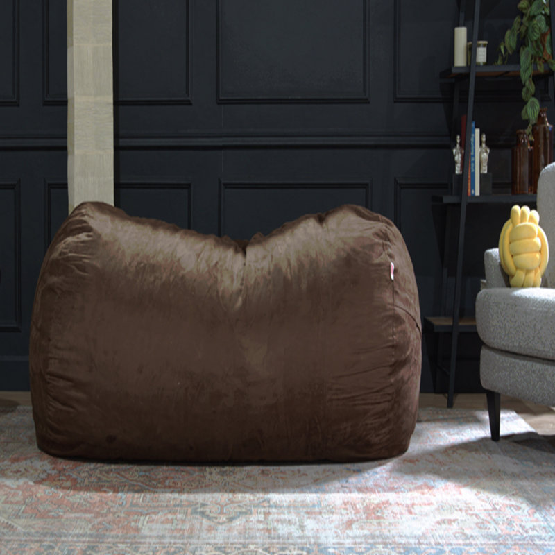 Traditional 8 Foot Cylindrical Suede Bean Bag, Brown, Brown Microfiber 