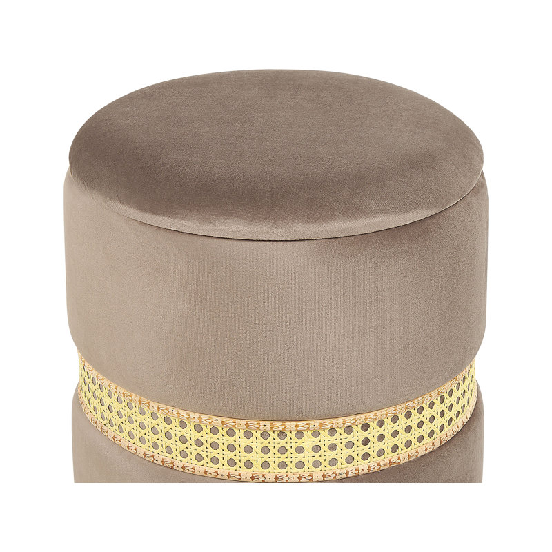 Amarjit 34cm Wide Velvet Round Solid Colour Pouffe Ottoman with Storage, Grey