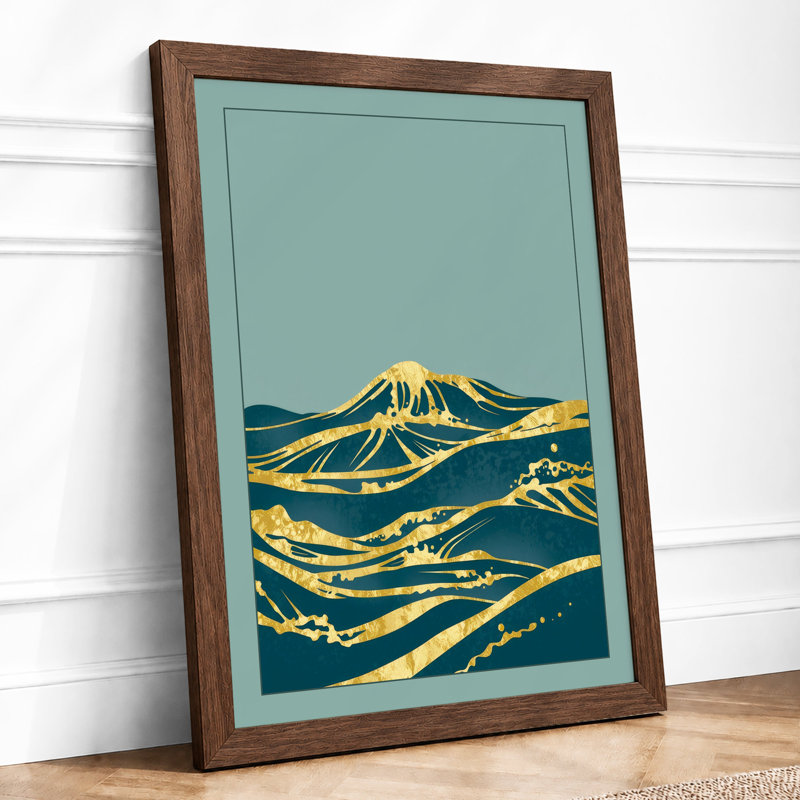Mountain Geometry Modern - Framed Print, A4 - 29.7 x 21.0 cm, Walnut
