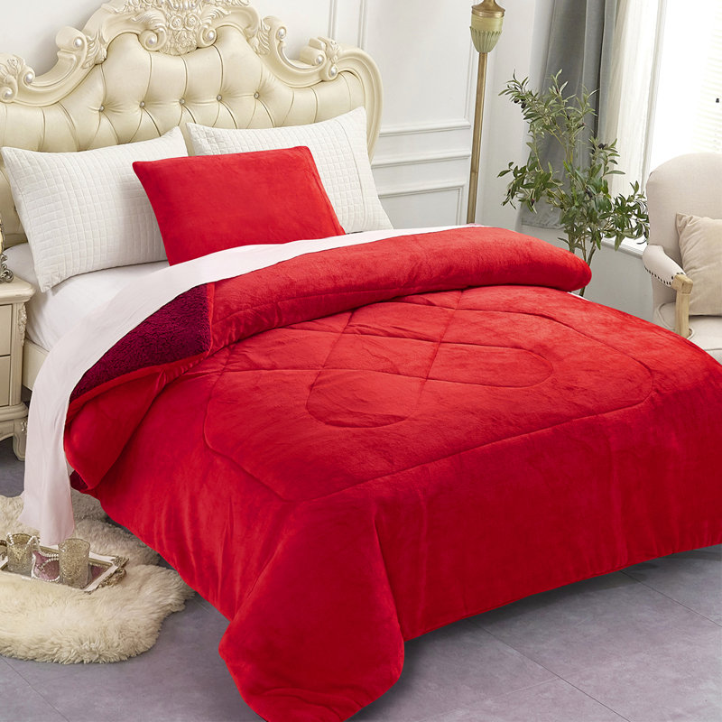 Couverture simple en molleton Sherpa, Rouge