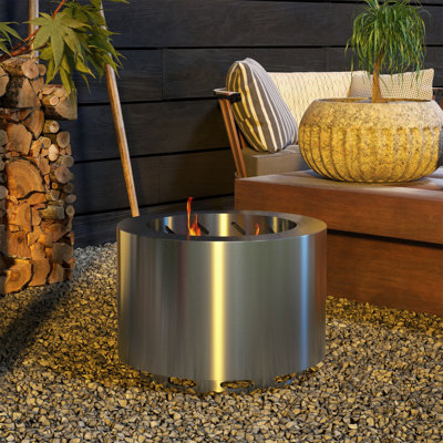 Outsunny Smokeless Fire Pit, 19" Portable Wood Burning Firepit With Poker, Low Smoke Camping Bonfire Stove For Backyard Patio Picnic, Stainless Steel