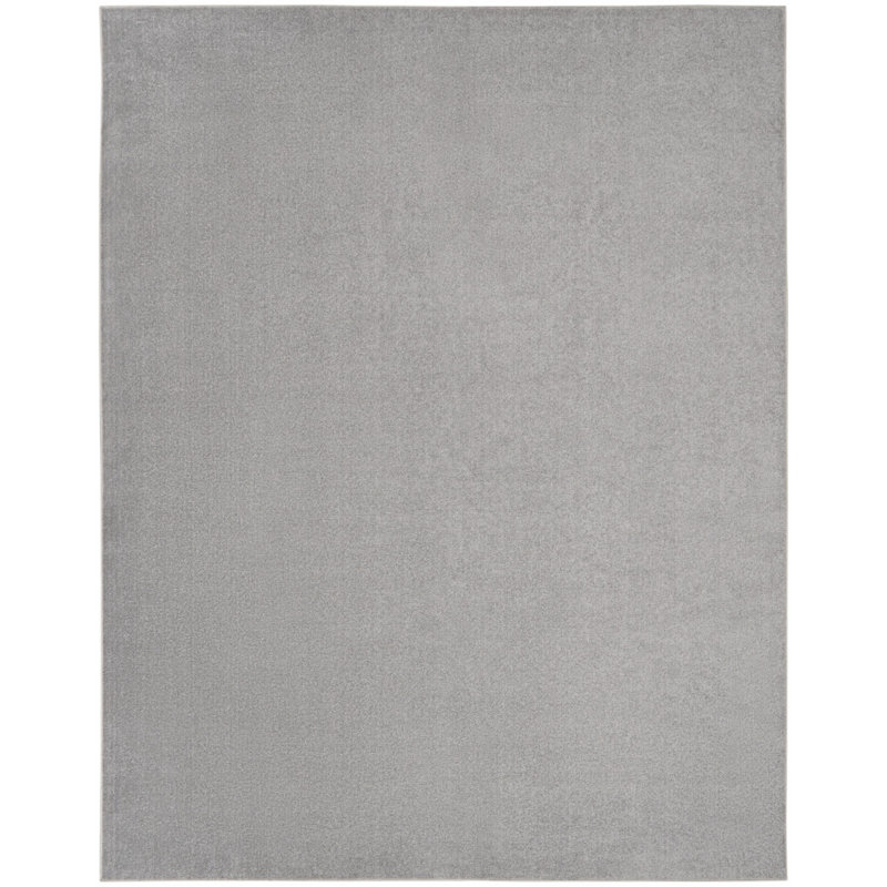 Mullican Sandy Solid Silver/Grey Easy Care Indoor/Outdoor Area Rug, Rectangle 5' x 8'