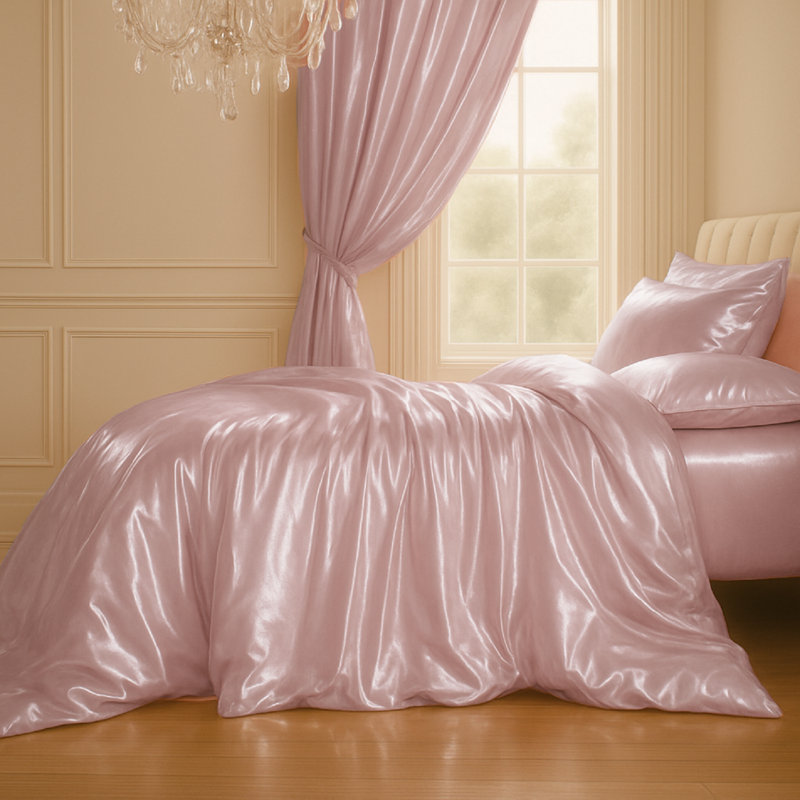 Silk No Pattern Duvet Cover, Single Duvet Cover, Pink