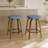 Swivel Bar Stools Set Of 2, Counter Height Backless 26″ Bar Stools, Fabric Upholstered Seat, Sturdy Wood Legs And Metal Footrest, Mid-Century Modern Island Stools For Home Bars, Restaurants, Blue-1864052585-1864052590-1864052586