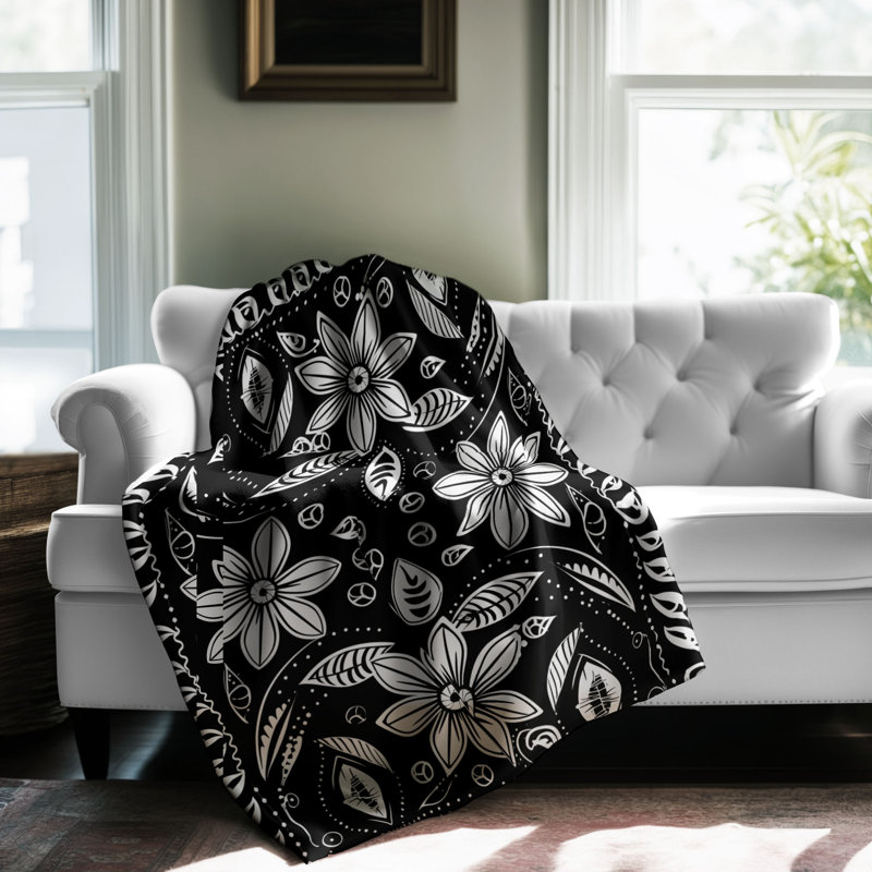 Jeté en sherpa monochromatique 1 pièce Aztec Bloom, L 50 po x L 60 po