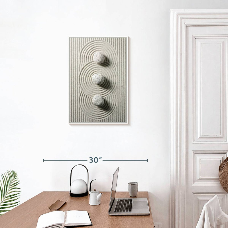 Trois pierres zen, 17" x 25", Floating Frame White