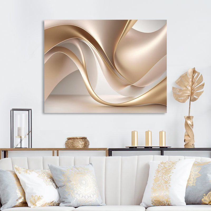 Luscious Liquid Gold in Subdued Pink and Taupe VIII - Print on Canvas, Wrapped Canvas, 24" H x 32" W x 1" D