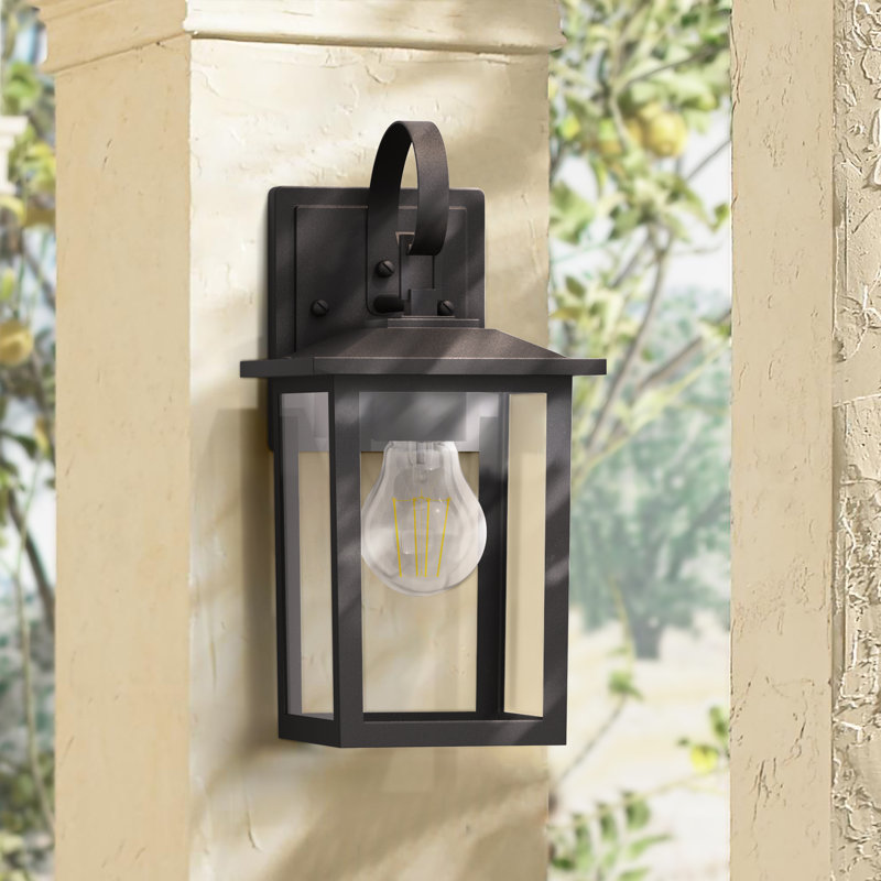 Lanterne murale d'extérieur 1 lumière en aluminium trempé bronze huilé 12,5 po avec ampoule ETL avec crépuscule à l'aube