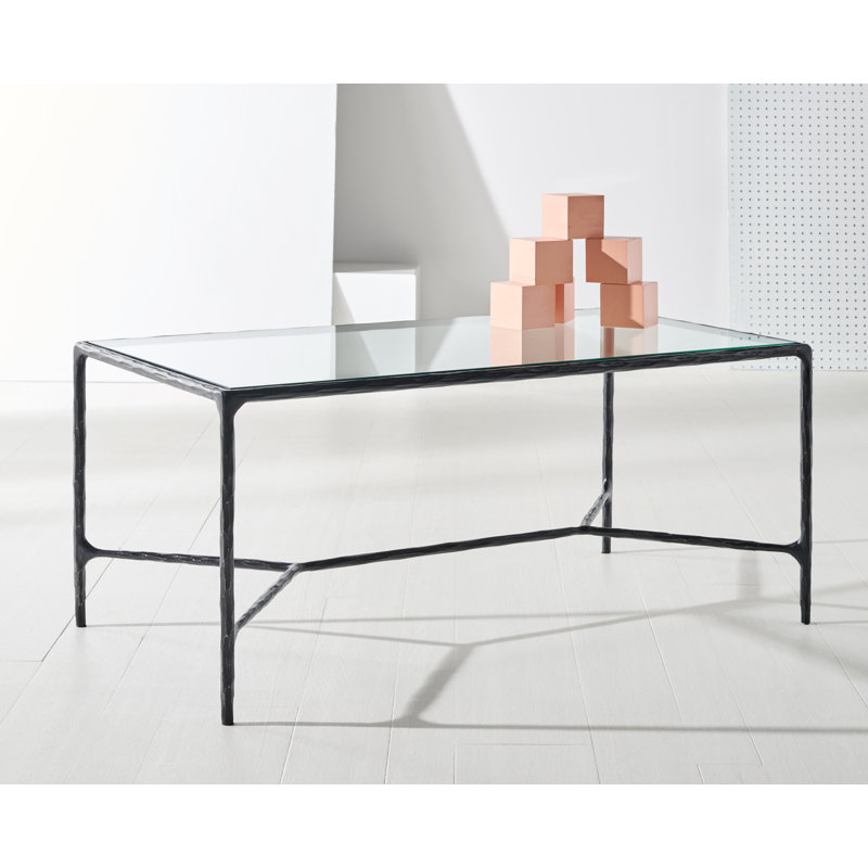 Table basse en fer Evelynn H 18 po x l 40 po, Clair, Noir, noir, noir, noir
