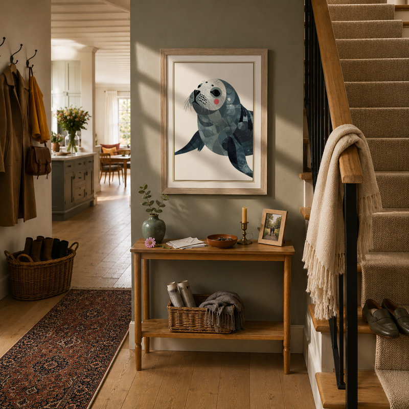 Seal at Rest Coastal - Framed Print, Oak, A3 - 42.0 x 29.7 cm
