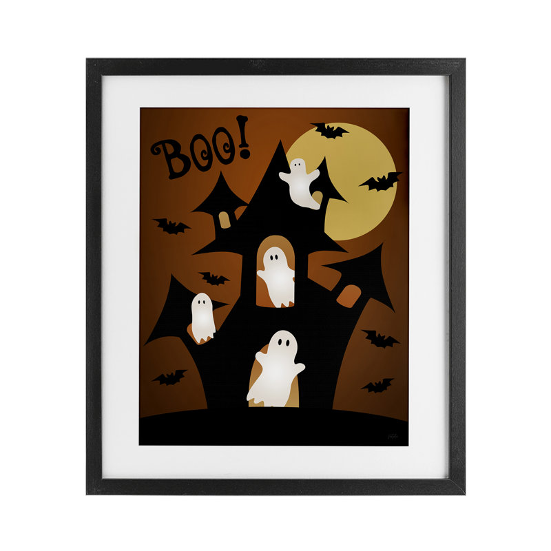 Ghostly Haunted House, reproduction encadrée sous verre, conception de Natalie Carpentieri, H 21 po x l 17 po